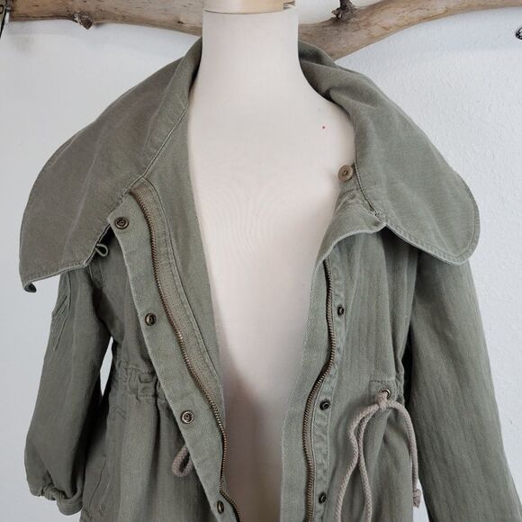 Hang 10 cropped green utility jacket shawl collar - Picture 7 of 7
